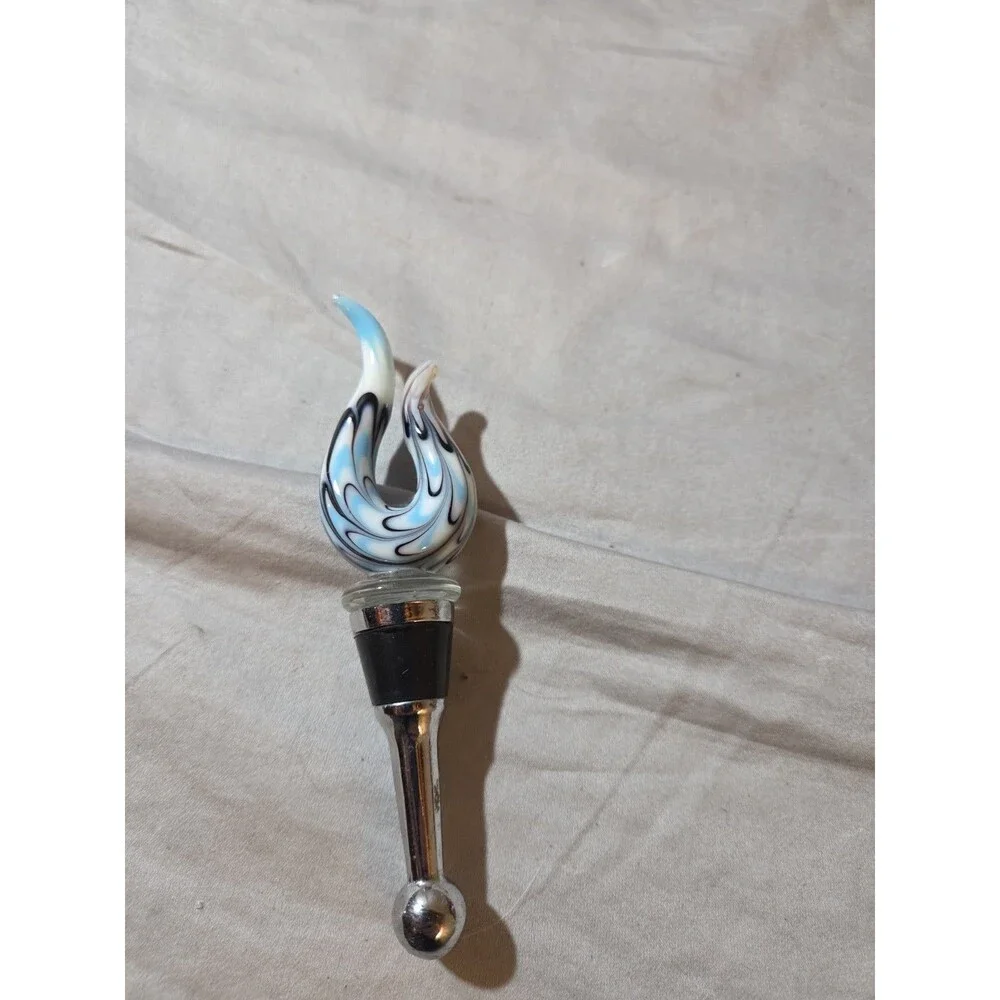 Serpentine/Flame Swirl Glass Wine Bottle Stopper Murano Style